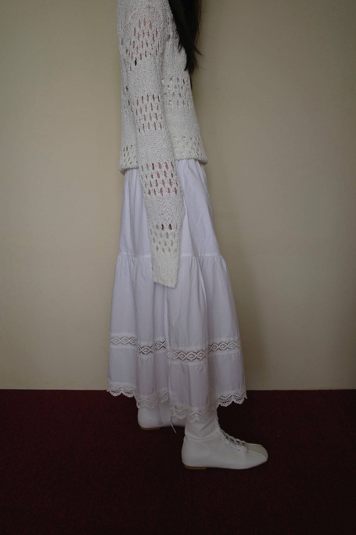 LACED LONG SKIRT (WHITE)